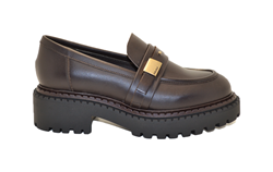 MOCASSINO IN PELLE CON FIBIA TESTA DI MORO